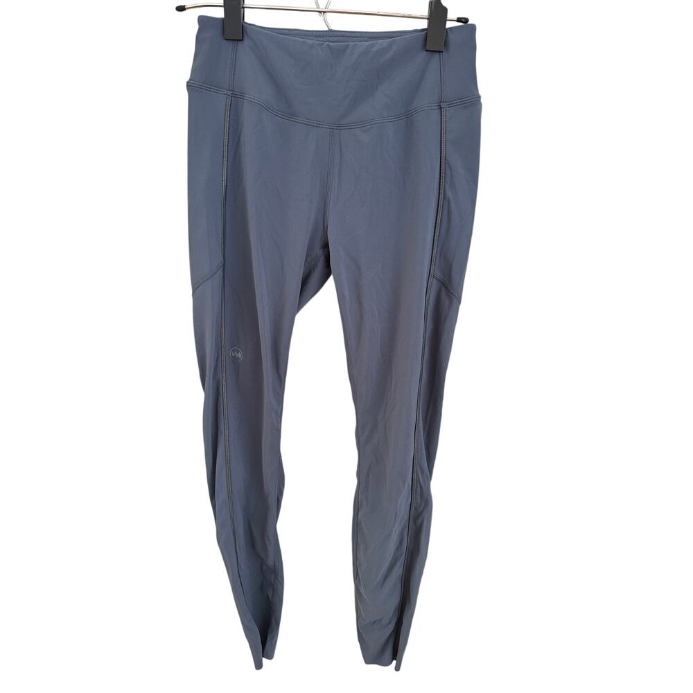 Janji Mercury Knit Running Leggings Womens S Blue Gray High Rise Pocket Tights